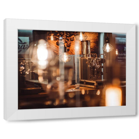 Coffee and light White Modern Wood Framed Art Print by Grop, Serge