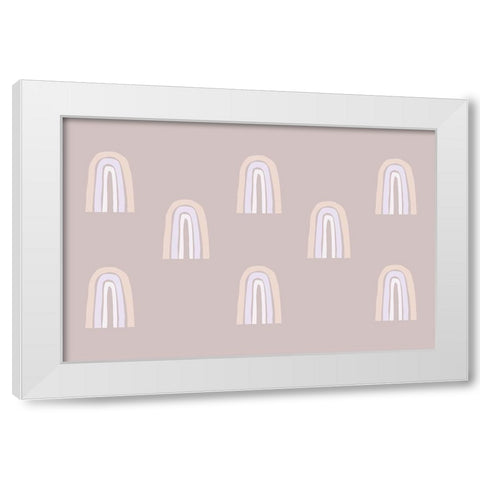 Minimal Rainbows White Modern Wood Framed Art Print by Uplusmestudio