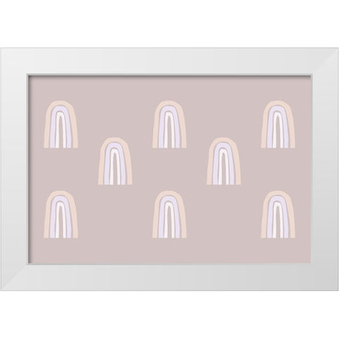 Minimal Rainbows White Modern Wood Framed Art Print by Uplusmestudio