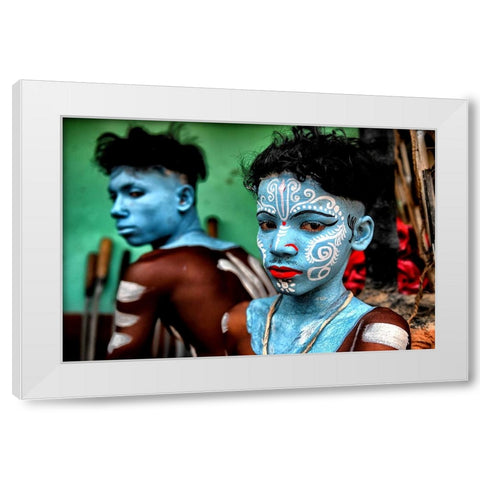 Colors Of Gajan FestIVal 1 White Modern Wood Framed Art Print by Das, Avishek