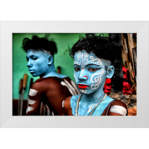 Colors Of Gajan FestIVal 1 White Modern Wood Framed Art Print by Das, Avishek