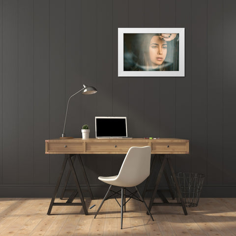 Portrait White Modern Wood Framed Art Print by Sasani, Behrouz