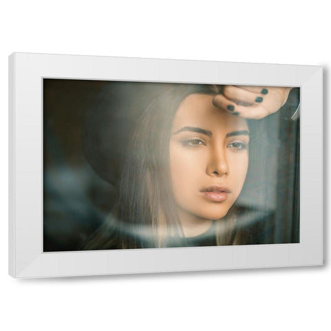 Portrait White Modern Wood Framed Art Print by Sasani, Behrouz