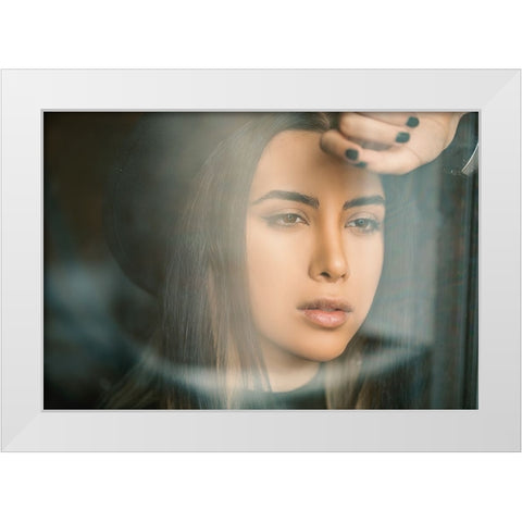 Portrait White Modern Wood Framed Art Print by Sasani, Behrouz