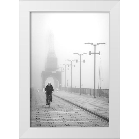 Morning On The Boulevard. White Modern Wood Framed Art Print by Niemiec, Anna