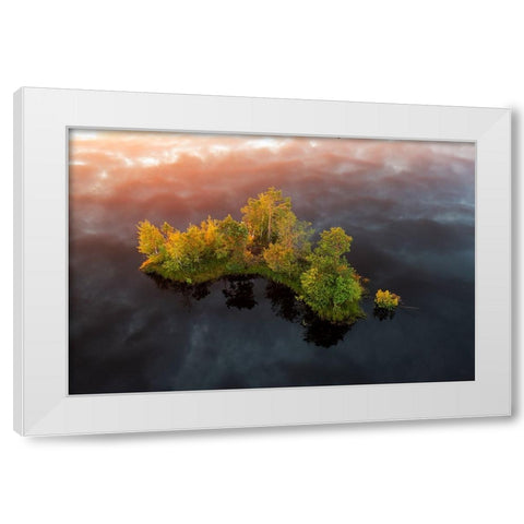 Island In The Sky White Modern Wood Framed Art Print by Kharitonov, Alexey