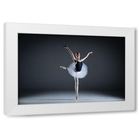 Ballet Dancer White Modern Wood Framed Art Print by Sorensen, Jorgen