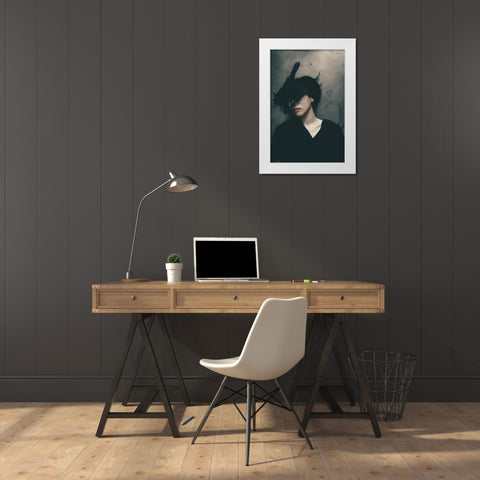 Disturbance Of Mind White Modern Wood Framed Art Print by Sangan, Kurosaki