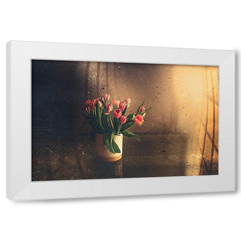 Tulips In The Room White Modern Wood Framed Art Print by Ignatova, Desislava