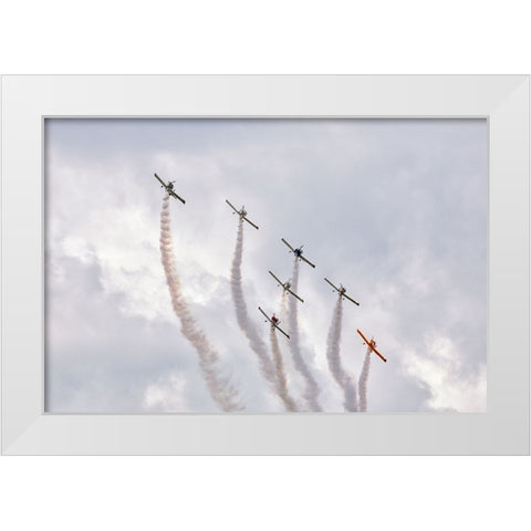 Friends flying. White Modern Wood Framed Art Print by Londal, Leif