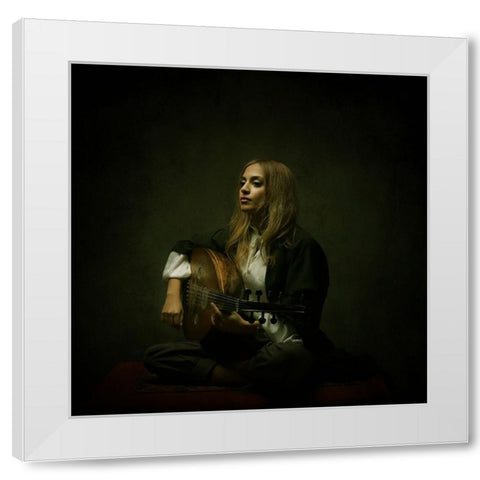 Persian Musician White Modern Wood Framed Art Print by Hasheminasab, Moein