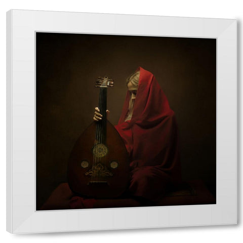 Persian Musician White Modern Wood Framed Art Print by Hasheminasab, Moein
