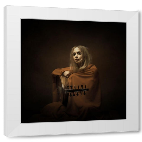 Persian Musician White Modern Wood Framed Art Print by Hasheminasab, Moein