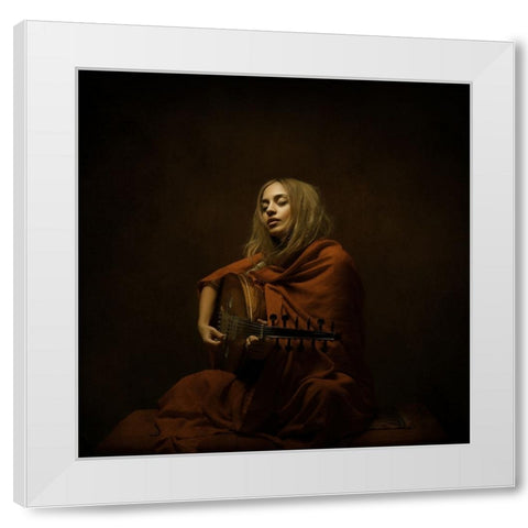 Persian Musician White Modern Wood Framed Art Print by Hasheminasab, Moein