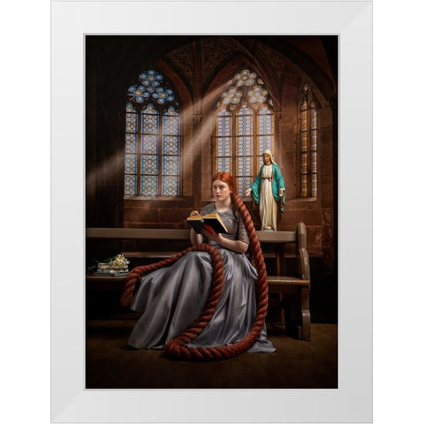 The Reader White Modern Wood Framed Art Print by O Mahony, Kieran