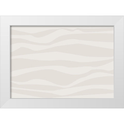 Waves Beige White Modern Wood Framed Art Print by 1x Studio II