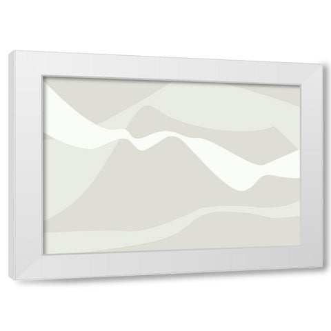 Mountain Waves Beige White Modern Wood Framed Art Print by 1x Studio II