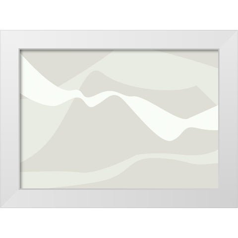 Mountain Waves Beige White Modern Wood Framed Art Print by 1x Studio II