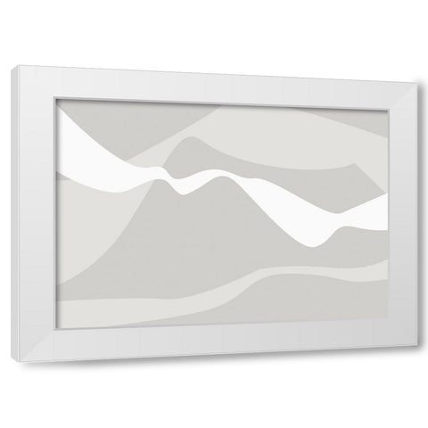Mountain Waves Warm Gray White Modern Wood Framed Art Print by 1x Studio II