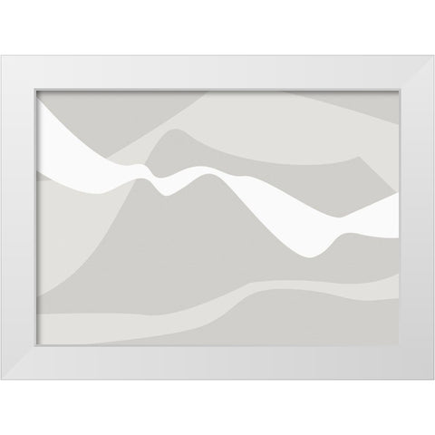 Mountain Waves Warm Gray White Modern Wood Framed Art Print by 1x Studio II