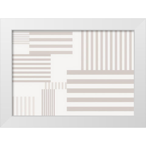 Pattern Stripes Warm White Modern Wood Framed Art Print by 1x Studio II