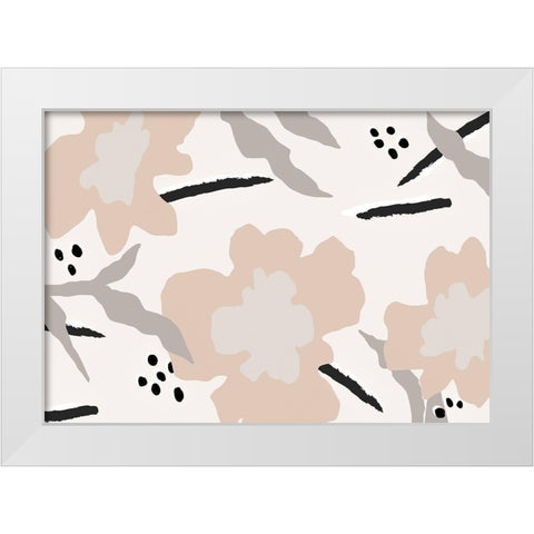 Flowers and lines White Modern Wood Framed Art Print by 1x Studio II