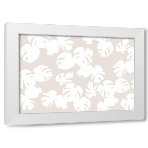 Monstera Leaves White White Modern Wood Framed Art Print by 1x Studio II