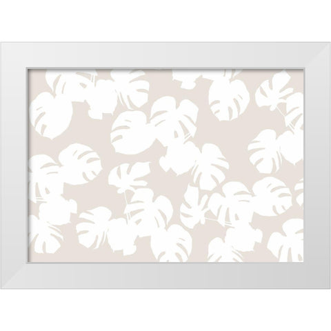 Monstera Leaves White White Modern Wood Framed Art Print by 1x Studio II