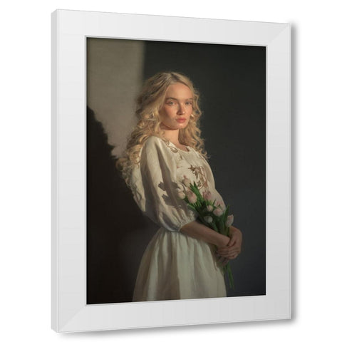 Bianka White Modern Wood Framed Art Print by Durisova, Michaela
