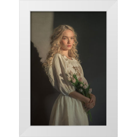 Bianka White Modern Wood Framed Art Print by Durisova, Michaela