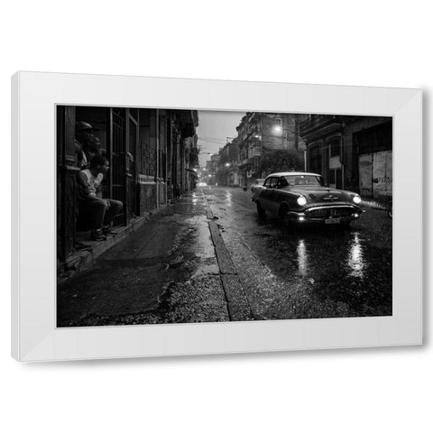 Havana in the rain White Modern Wood Framed Art Print by Sye, Murray