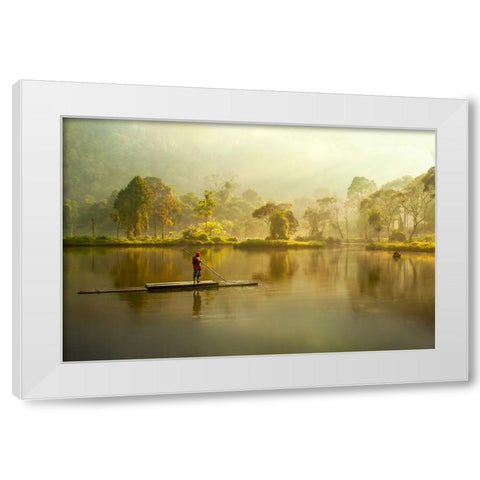 Morning At Situ Gunung White Modern Wood Framed Art Print by Bunjamin (Abe), Antonyus