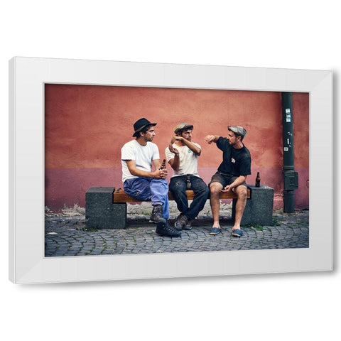 Masons Designing White Modern Wood Framed Art Print by Malciu, Denis