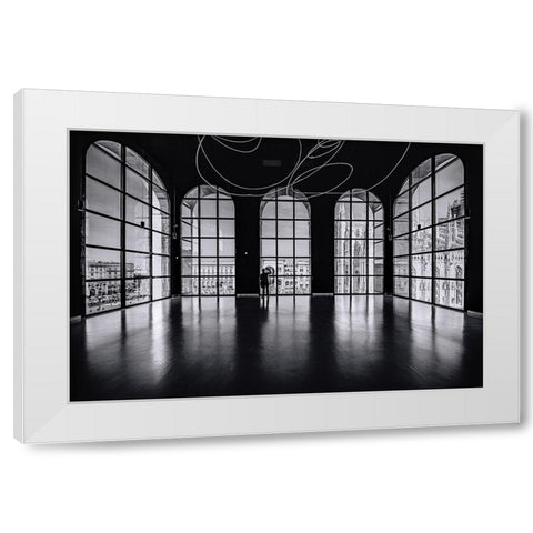 Balcony on Milan White Modern Wood Framed Art Print by Tagliarino, Marco