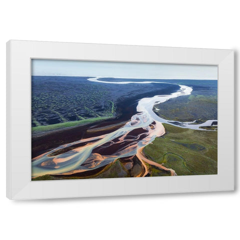 A Dancing RIVer White Modern Wood Framed Art Print by Dou, Shenshen
