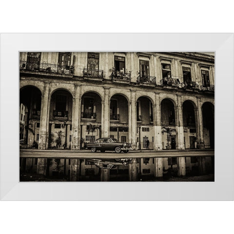 Habana street White Modern Wood Framed Art Print by Morishige, Koji