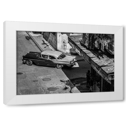 Habana street White Modern Wood Framed Art Print by Morishige, Koji