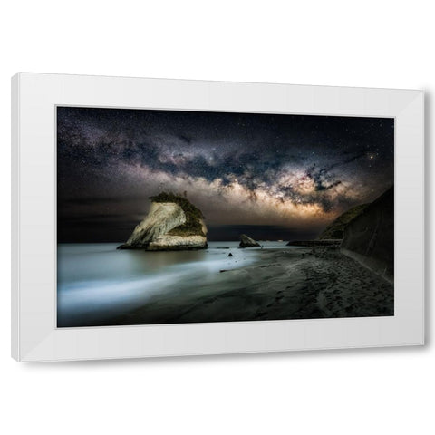 Milky Way Over The Beach White Modern Wood Framed Art Print by Suzuki, Daiki
