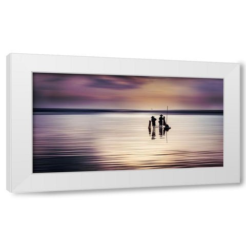The Fishermen White Modern Wood Framed Art Print by Herlihy, Diarmuid