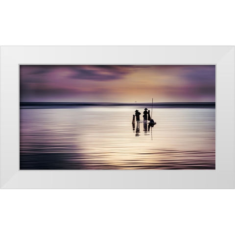 The Fishermen White Modern Wood Framed Art Print by Herlihy, Diarmuid