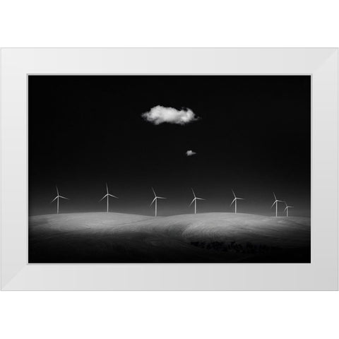 Windmills White Modern Wood Framed Art Print by Xu, Tony