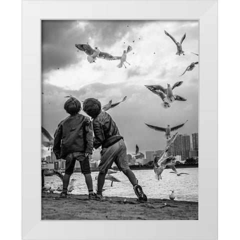 Tokyo Bay Area White Modern Wood Framed Art Print by Sirou.Minami