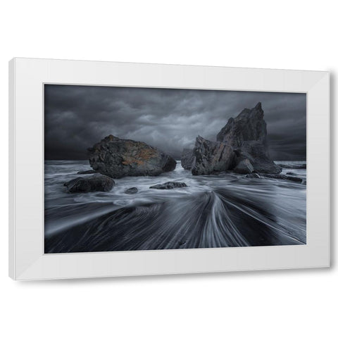 Rialto Rapids White Modern Wood Framed Art Print by Deng, Larry