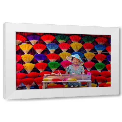 Making Incense White Modern Wood Framed Art Print by Tan Tuan, Nguyen