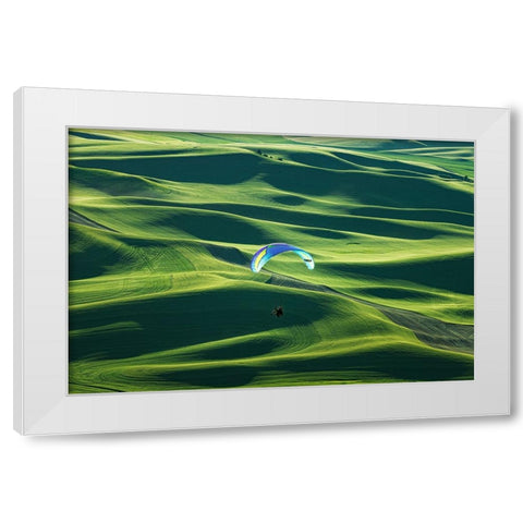Flying White Modern Wood Framed Art Print by Xu, Tony