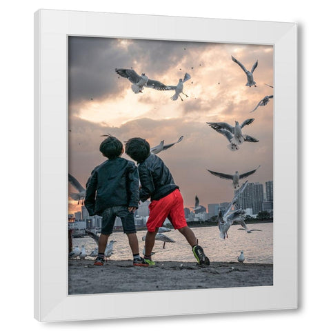 Tokyo Bay Area White Modern Wood Framed Art Print by Sirou.Minami