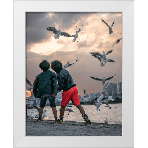 Tokyo Bay Area White Modern Wood Framed Art Print by Sirou.Minami