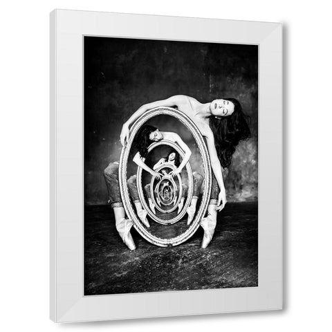 The Infinity Of Existence White Modern Wood Framed Art Print by Malysheva, Tatiana