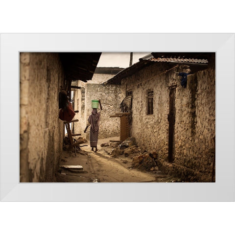 Woman White Modern Wood Framed Art Print by Mirica, Dan