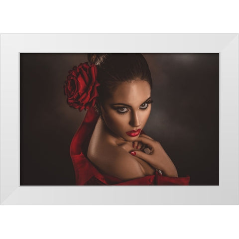 Red Passion White Modern Wood Framed Art Print by Tambe, Peppe
